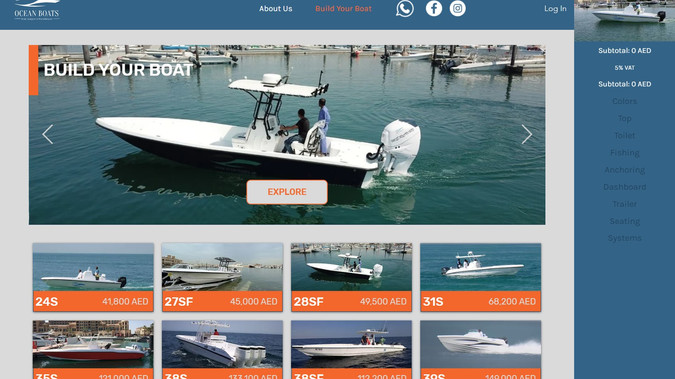 Ocean Boats: A website for custom ordering of boats. Built on Editor X.