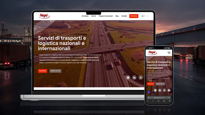 Hegel Trasporti & Logistica: Per Hegel Trasporti e Logistica abbiamo sviluppato un sito B2B capace di presentare in modo chiaro un’offerta articolata: trasporti via terra, mare e aerea, groupage, carichi eccezionali, servizi doganali, logistica e magazzino.

L’architettura è orientata all’acquisizione di richieste di preventivo, con percorsi dedicati ai diversi servizi e contenuti SEO rivolti alle esigenze concrete delle aziende. Il sito supporta così la generazione di lead qualificati e il posizionamento di Hegel come interlocutore logistico completo.