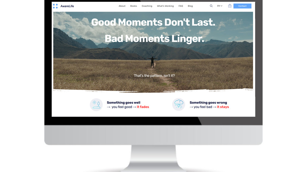 AwareLife: Custom‑built fully designed website and online shop designed from scratch, featuring full branding, Wix Services & Booking, mobile‑responsive layouts, and Multilingual support (Hebrew & English). 

Created for a mental‑healing practice with options to purchase digital books and access a free guide.