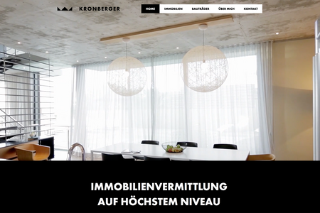 KRONBERGER: klasische Website mit integriertem Code für aktuelle Immobilienangebote