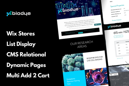 Bio Dye: Custom shopping interface to display list of products, Custom add to cart, Design, Wix Stores
