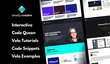 Totally Codable: Interactive Velo tutorial examples with code snippets. Official Code Queen website.