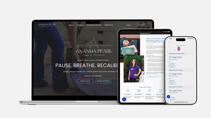 Ananda Pearl Yoga and Wellness: We partnered with Ananda Pearl Yoga & Wellness to create a digital presence that feels calm, connected, and completely aligned with the brand’s ethos.

The custom website was architected to showcase upcoming retreats, workshops, and core offerings, making it effortless for her community to stay connected. Alongside the digital build, we created bespoke printed marketing collateral and supported with curated social media content to maintain a seamless, consistent feel across every touchpoint. 

The result? A peaceful, professional brand experience that flows effortlessly, just like her practice.

The strategy for Ananda Pearl Yoga & Wellness was rooted in clarity and visual alignment. With branding already established, our role was to translate her identity seamlessly into the digital space. Following Gurpreet’s existing brand guidelines, we built a grounded, cohesive experience that felt authentically her.

The website serves as a central hub for her community, a refined space where clients can explore upcoming retreats and workshops. Designed for fluid navigation, it guides users naturally from initial discovery to the external booking platform, removing friction and elevating trust.

To ensure long-term brand momentum, we engineered a lead-capture foundation to build her subscriber list ahead of a monthly editorial blog and email newsletter strategy, positioning Gurpreet to deepen client relationships and scale her practice with intention.