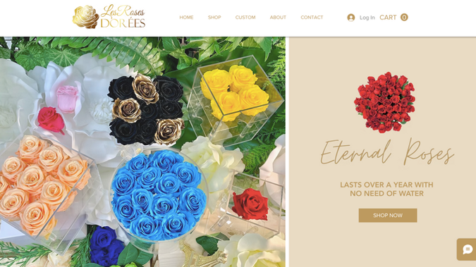 Roses Dorées: Designed the website for Roses Dorées, a floral design studio specializing in unique and creative arrangements. The site highlights their elegant fresh and eternal rose creations, showcasing their distinctive packaging and embellishments for both local and global clients.