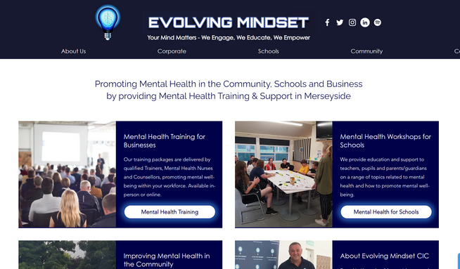 Evolving Mindset: Website redesign and SEO for Mental Health charity in Liverpool.