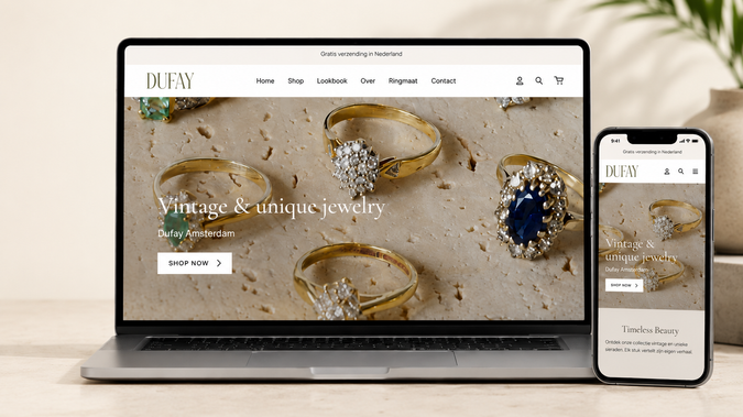 Dufay: Designed and developed a modern Wix-based jewelry eCommerce website with a clean and elegant user experience. One of the main challenges was creating a luxury look while keeping the website fast, responsive, and easy to navigate across all devices. The project included a custom homepage, product showcase, shop setup, and mobile-friendly design to deliver a seamless shopping experience.