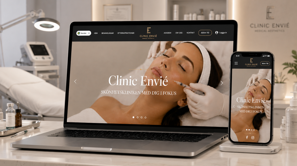 Clinic Envie: This project focused on redesigning a beauty and aesthetics website to enhance its visual appeal and overall user experience. The design was refined to reflect a more elegant, modern, and visually engaging look aligned with the brand’s aesthetic identity.
