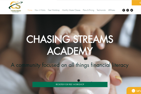 Chasing Streams Academy: Landing Page with custom illustrations