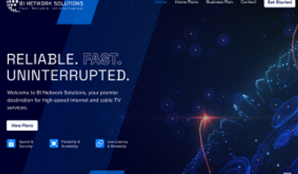 BI Network Solutions: Dark theme website with custom graphics