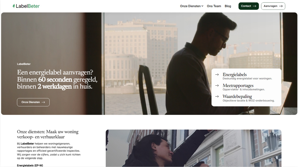 LabelBeter: Professional business website for a Dutch energy-labeling company.