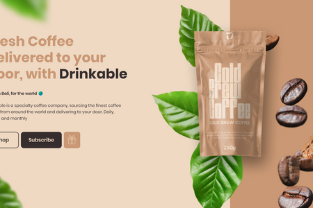 Drinkable Coffee: A coffee brand e-commerce website with immersive scroll effects and interactions. Branding & packaging design included.