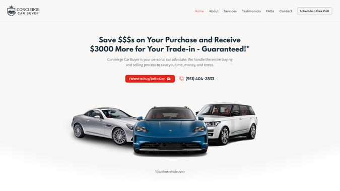 Concierge Car Buyer: Website Redesign | On-Page SEO | Meta Lead Generation 