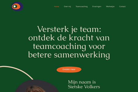 Sietske Volkers Teamcoaching: Webdesign and development for one-page website.

For this project I created a secondary color scheme, gradient, shapes based on the logo, typography and a complete design and development for one-pager.