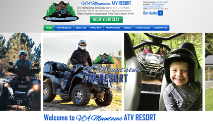 VA Mountains ATV: Custom ATV Lodge Vacation Home House Rental Wix Website Design & SEO (Custom Website Development)