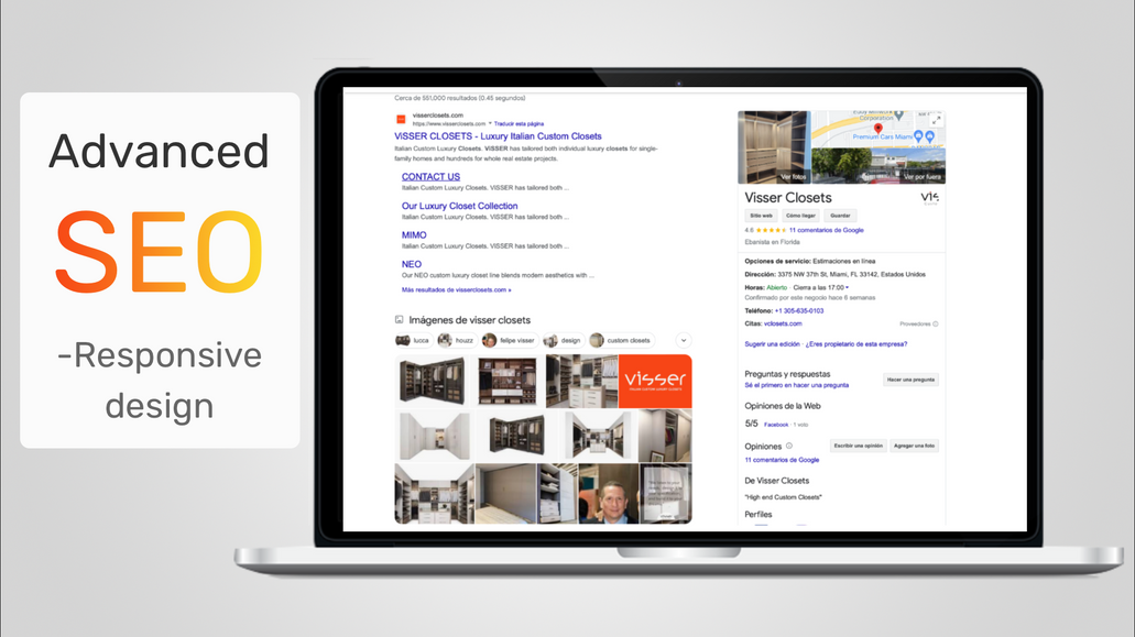 ViSSER CLOSETS: The focus of this project was on SEO, with careful attention paid to optimizing the site's structure, content, and metadata to attract more traffic from search engines. 

By conducting thorough keyword research and implementing a range of on-page and off-page optimization tactics, we were able to significantly improve the site's search engine rankings and increase organic traffic. 

We improved alt-texts for images, meta titles and meta descriptions, and title hierarchy inside the page.