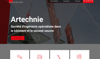 Artechnie: Artechnie est une société grenobloise de second œuvre pour le bâtiment et l’industrie.
Afin de moderniser son image et présenter ses réalisations, Artechnie souhaitait renouveler son site internet.
