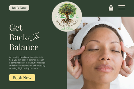 Healing Spa: Responsive bookings website for massage therapy and esthetics studio, built on Wix Studio.