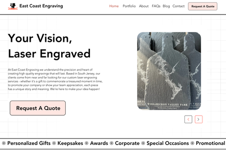 Laser Engraving: Advanced Business site with dynamic portfolio for a local business who delivers custom engraving products nationwide. Zapier and QBO integration.