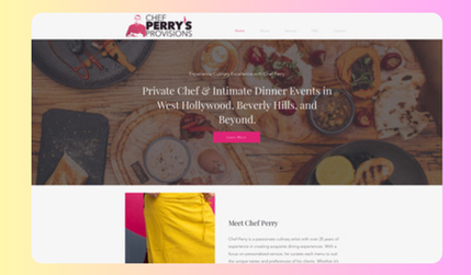 Executive Chef | Culinary | Meal Prep: Slake Marketing worked with Chef Perry Pollaci to design a modern, SEO-optimized website tailored to his private chef services. The website highlights his expertise in crafting personalized dining experiences, from private chef services in Los Angeles to boutique dinner parties in Beverly Hills. With an intuitive booking system, user-friendly navigation, and compelling service descriptions, the site simplifies the customer journey, making it easy for clients to book and inquire.

The website's SEO strategy targets high-impact keywords like "Private Chef Los Angeles" and "Personalized Meal Prep," ensuring Chef Perry's services appear prominently in search results. By showcasing testimonials, detailed menus, and high-quality photography, the site builds trust and credibility.

This expertly designed website is not only a marketing tool but a sales driver. It helps Chef Perry grow his business by increasing visibility, attracting high-value clients, and driving bookings. Slake Marketing's design approach ensures long-term growth and a strong digital presence in a competitive market.