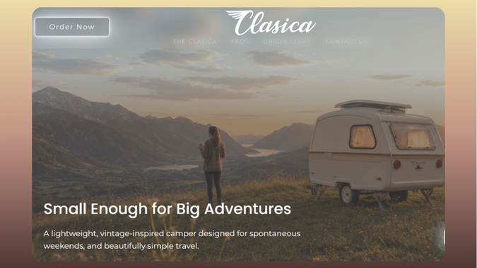 Fiberglass Camper Brand | Wix Studio E-Commerce, SEO & Go-To-Market Strategy: Slake Marketing worked with startup brand Clasica Campers, who created a huge buzz with their surprisingly affordable, lightweight fiberglass camper brand built around simple, beautiful travel and meaningful time outdoors, to launch a polished Wix Studio e-commerce website and go-to-market strategy for their new brand. The project focused on creating a warm, elevated digital presence that clearly communicates the lifestyle, product value, and outdoor adventure spirit behind Clasica Campers.

Built in Wix Studio, the website was designed for mobile performance, e-commerce functionality, product storytelling, and long-term scalability. Slake Marketing helped shape the brand launch strategy, website structure, product messaging, SEO foundation, and customer journey so visitors could easily understand the camper, explore the brand, and take the next step toward purchase or inquiry.

To support a strong market entrance, Clasica Campers also received a strategic SEO package, press release support, and a fully managed Competitive Growth plan. This included advanced SEO, content strategy, local and organic visibility improvements, reputation-focused growth support, and ongoing marketing systems designed to help the brand make a bigger splash in the camper, RV, outdoor travel, and adventure lifestyle market.

This project highlights Slake Marketing’s expertise in Wix Studio website design, Wix e-commerce development, product launch strategy, go-to-market marketing, SEO for e-commerce brands, press release marketing, AI Search Optimization, outdoor lifestyle branding, camper and RV website design, and full-service digital marketing for growing businesses.