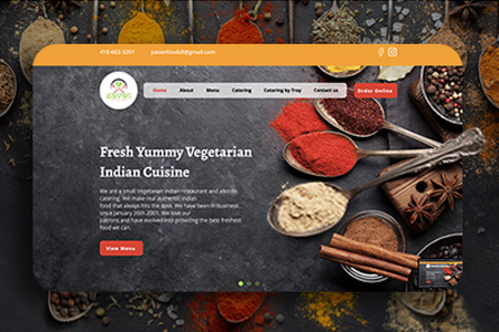 Pavan Foods : Custom designed online restaurant website, created wireframes, created user interface, typography, color scheme, conducted content writing and SEO. 