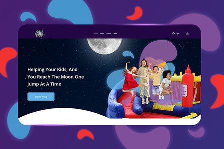Too the Moon Bounce House : Custom website design, user research, wireframes, user interface design, custom code, and development. 