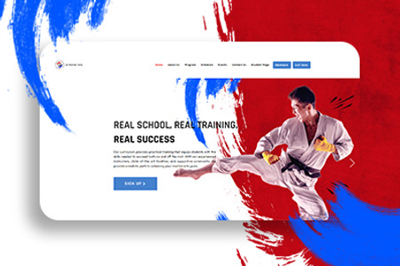 Jk Martial Arts: We did custom graphics, custom UX/UI design, color scheme, and booking system. 