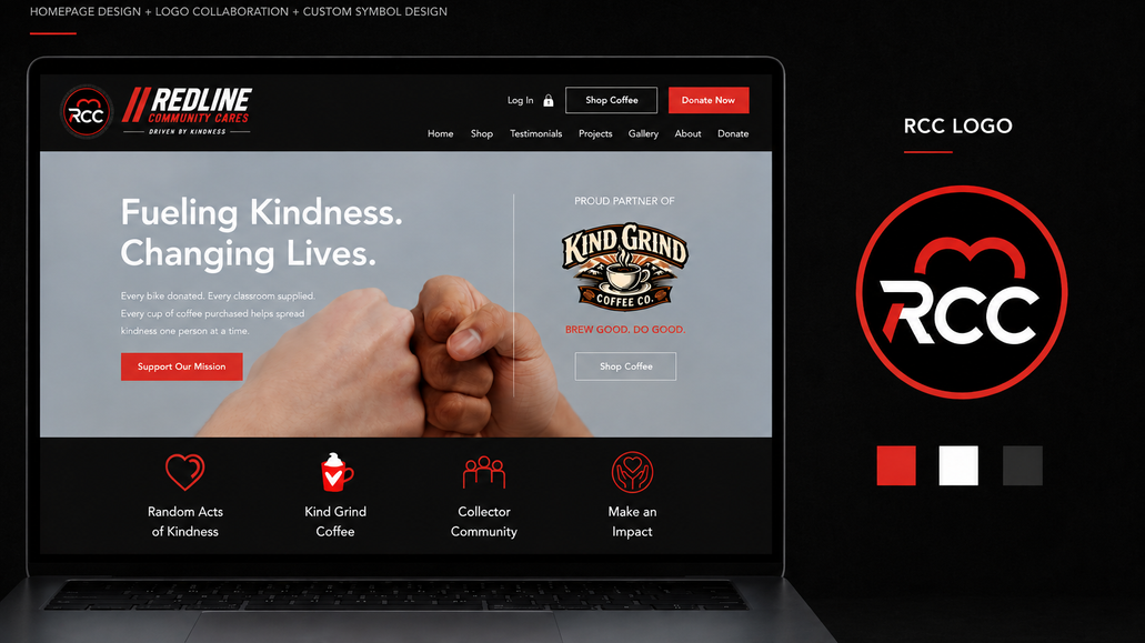 Website Redesign & Custom Logo – Redline Community Cares: Website redesign and custom logo work for a community-focused nonprofit, creating a stronger digital presence and cohesive visual identity.