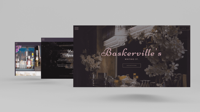 Baskerville's: A true hidden-gem in the heart of Bury St. Edmunds, Baskerville's offers both its Underground Bar experience as well as the Gin Lounge. 

In need of a complete revamp, our team at Dimension Creative worked with owner Maxima to create a user-centric and future-proofed site that's really rather beautiful. 