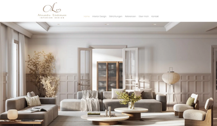 Interior Design Hamburg - Alexandra Lindemann: Für unsere langjährige Kundin die Interior Designerin Alexandra Lindemann aus Hamburg durften wir 2023 die Website komplett neu designen. 
LEISTUNGEN: Design und Erstellung der Website, Responsive, SEO-Optimierung zur Rankingverbesserung, Bildauswahl, Bildbearbeitung, fortlaufende Beratung, SEO-Optimierung und Contentpflege.
Folgeaufträge: Landingpage für die Einrichtungsberaterin