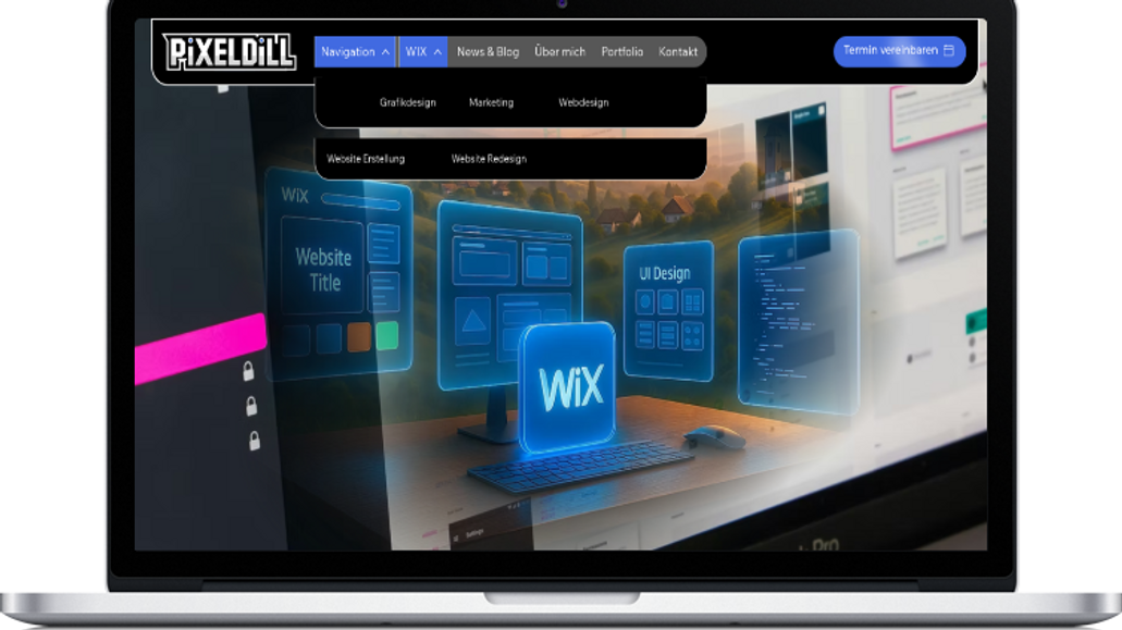 PixelDill: Für meine eigene Marke PixelDill habe ich eine leistungsorientierte Website entwickelt, die Design, Struktur und Conversion klar vereint. Ziel war es, nicht nur Leistungen zu präsentieren, sondern Vertrauen aufzubauen und Besucher gezielt zu qualifizierten Anfragen zu führen.

Die Website wurde in Wix Studio umgesetzt, mobiloptimiert aufgebaut und technisch sauber strukturiert. Besonderer Fokus lag auf klarer Nutzerführung, schneller Ladezeit, starker visueller Präsenz und einer strategischen Content-Struktur.

Das Projekt dient gleichzeitig als Referenz für meine Design- und Umsetzungsqualität sowie für meinen performance-orientierten Ansatz im Webdesign.