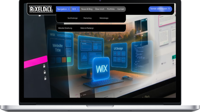 PixelDill: Für meine eigene Marke PixelDill habe ich eine leistungsorientierte Website entwickelt, die Design, Struktur und Conversion klar vereint. Ziel war es, nicht nur Leistungen zu präsentieren, sondern Vertrauen aufzubauen und Besucher gezielt zu qualifizierten Anfragen zu führen.

Die Website wurde in Wix Studio umgesetzt, mobiloptimiert aufgebaut und technisch sauber strukturiert. Besonderer Fokus lag auf klarer Nutzerführung, schneller Ladezeit, starker visueller Präsenz und einer strategischen Content-Struktur.

Das Projekt dient gleichzeitig als Referenz für meine Design- und Umsetzungsqualität sowie für meinen performance-orientierten Ansatz im Webdesign.