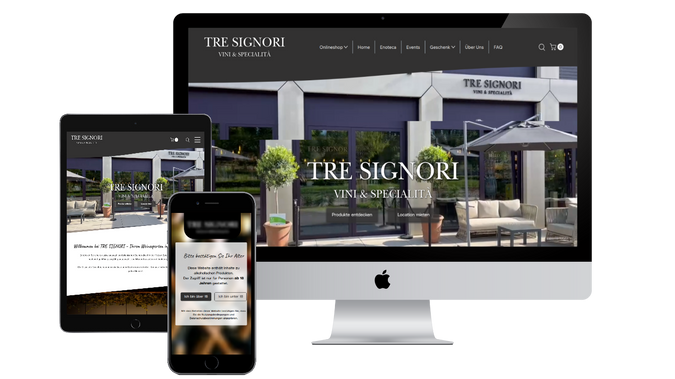Tresignori: Website für die Enoteca in Muttenz.