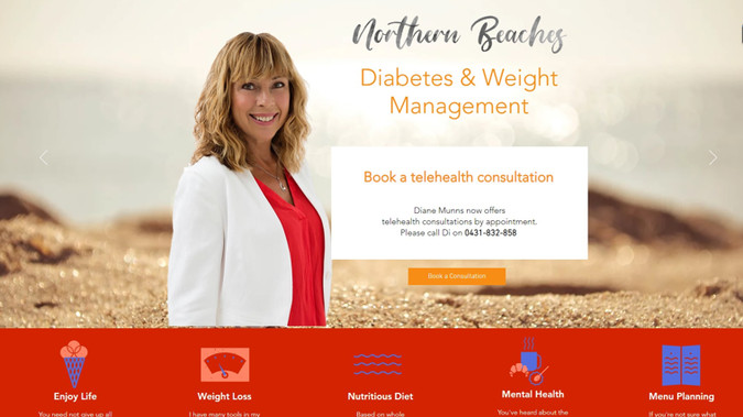 Diabetes Weight Management: This local Dietitian required a bright, attractive site that would impress both future customers and search engines alike.