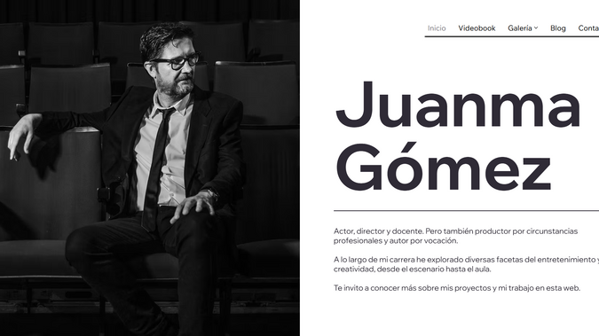 Juanma Gómez · Actor, Director y Docente: ✨🎙Juanma Gómez — Actor, Director y Docente ✨

🎭 Juanma Gómez es actor, director y docente, con una trayectoria que abarca la interpretación, la creación escénica y la formación actoral. También ha ejercido como productor y autor, ampliando su mirada sobre el arte y el oficio teatral.

El sitio web refleja su recorrido profesional y vocacional, integrando de forma clara y elegante las distintas áreas en las que se desenvuelve:
— Obras en las que ha actuado o dirigido
— Proyectos pedagógicos con alumnado
— Reflexiones y procesos creativos

📱 Diseño responsive y adaptable a todos los dispositivos
📂 Organización intuitiva de contenidos para una navegación clara
🔍 SEO básico implementado para visibilidad orgánica
📬 Formulario de contacto para propuestas profesionales
🌐 Integración con redes sociales
♿ Enfoque accesible, cuidando la experiencia del usuario
🔧 Sitio diseñado y desarrollado en Wix Studio