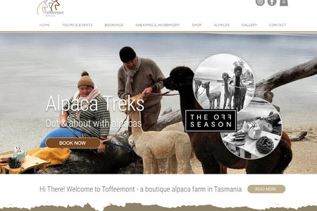 Toffeemont: Created new custom website for Alpaca Farm Tourism Business