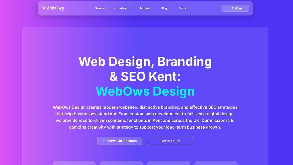 WebOws Design: WebOws Design – Web & Brand Experience for Ambitious Businesses

WebOws Design offers professional website design, development and digital branding services-especially for service-based businesses in the UK, Australia and Ireland. The brand emphasises clarity, strong communication, conversion-focus and a friendly yet professional tone.

What we did:
We designed and built our own website with the same care and strategy we bring to all client projects: a modern, clean visual identity, intuitive navigation, bold calls to action and mobile-first responsiveness. We structured the homepage and service-pages to clearly communicate our deliverables (design, development, Wix Studio, websites, e-commerce), incorporate strong social proof and case-study links, and capture leads through a streamlined enquiry funnel. The result is a website that embodies our values-simplicity, reliability, and growth for our clients-and acts as a live reference of our capability.
