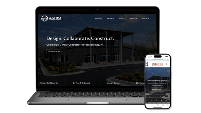 Dario Construction: Custom website design for a Commercial General Contractor.