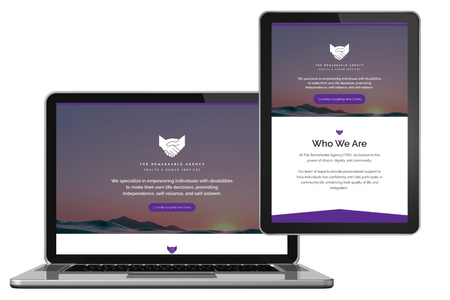 The Remarkable Agency: One-page website design - brand implementation and more.