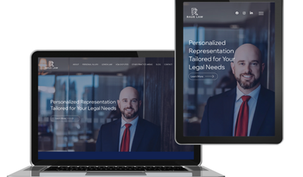 Raue Law: Brand Implementation, complete website design using Wix Studio.