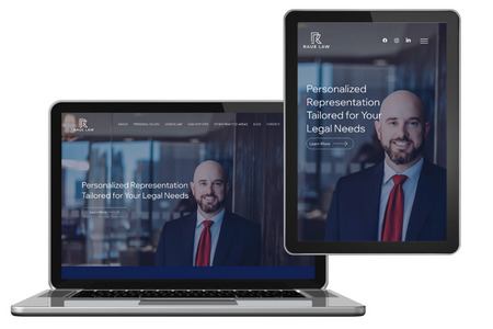 Raue Law: Brand Implementation, complete website design using Wix Studio.