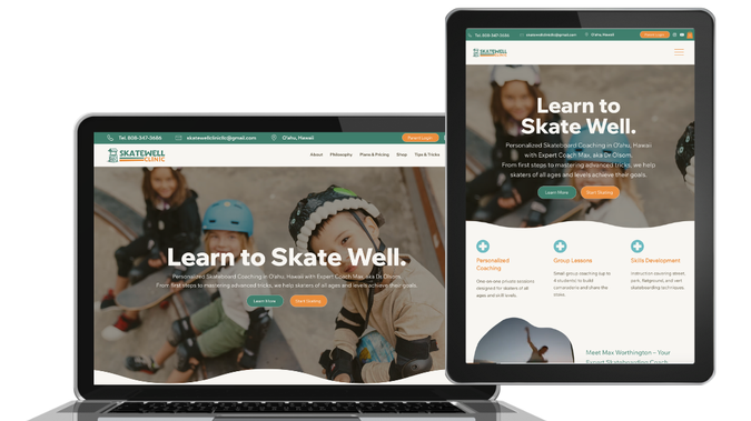 SkateWellClinic: Branding and website design.