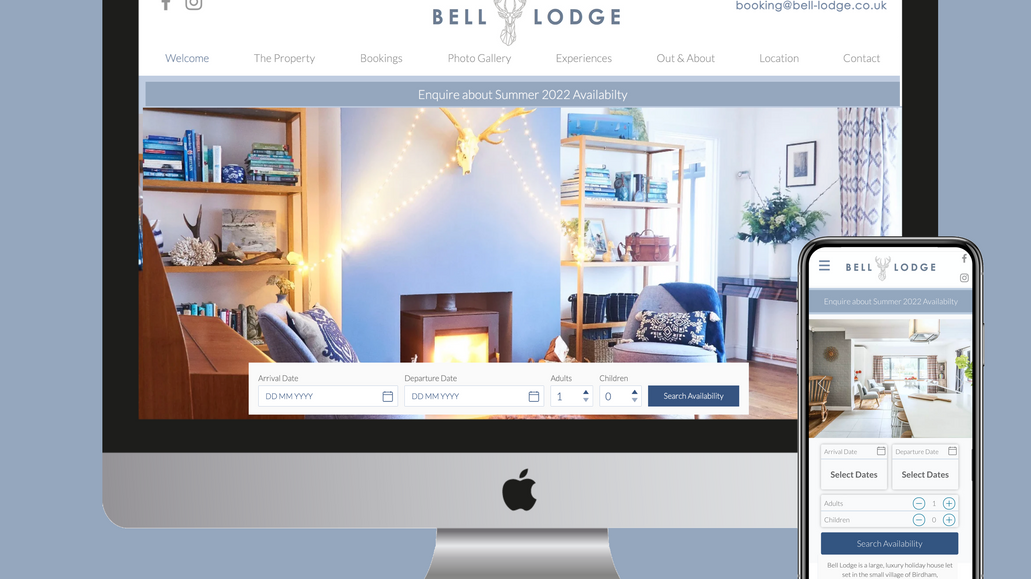Holiday Online Bookings: Bell Lodge is a large holiday let which offers online bookings directly on the website as well as full reservation integration with Hotel Runner Wix's Channel Manager partner enabling the client all real-time reservations on partner sites like  AirBNB, Booking.com, Holiday lettings etc..