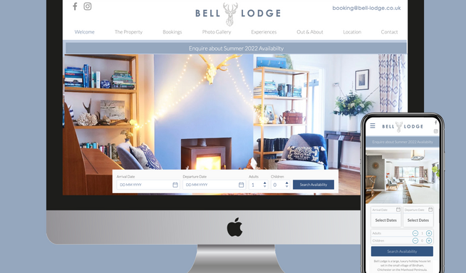 Holiday Online Bookings: Bell Lodge is a large holiday let which offers online bookings directly on the website as well as full reservation integration with Hotel Runner Wix's Channel Manager partner enabling the client all real-time reservations on partner sites like  AirBNB, Booking.com, Holiday lettings etc..