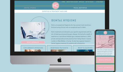 Dentistry & Aesthetics CMS Site: Full branding and web design delivered for client.  A simple CMS was created to allow the client to manage the multiple areas of content that had to be kept up-to-date easily.