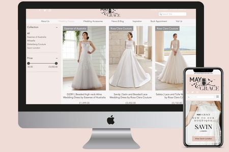 eCommerce Wedding Retailer: Providing eCommerce solutions for May & Grace Bridal Boutique.  Ongoing training and support to allow the client to manage their business online.