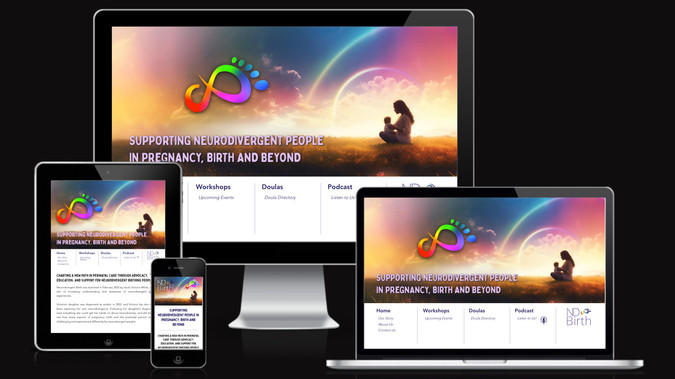 ND Birth: Neurodivergent Birth, founded by doula Victoria White in February 2023, was established to enhance recognition and sensitivity towards the perinatal experiences of neurodivergent individuals. Victoria approached me with a vision for her website that called for a design that was both cheerful and trustworthy. She supplied a specific color palette and illustrations to infuse the site with a playful yet dependable atmosphere.

Key features of the website include a doula directory and a podcast section. Victoria's requirement was that these areas should be user-friendly, enabling her to personally update and maintain the directory and podcast listings with new team members or episodes as the platform grows.