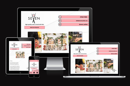 Seven Sushi: This is a very basic one-pager landing page for a London-based catering service.

I played around a bit with the concept of rolling sushis, and added some extra tweaks with sliding images via scrolling effects and animations.

However, the website is super basic and, of course fully responsive.

If you need a basic website of this size, I can build it for you for $400-$450 and it can be ready to publish in 4-5 days!