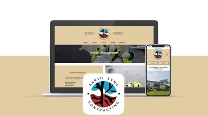 Earth Tyme Contracting: Tim approached us in need of a new website and logo for his building/contracting business. We were sure to understand the company background and history and used these elements in designing the logo and site colours. He was very happy with the site and felt it fitted right in with the company identity. 