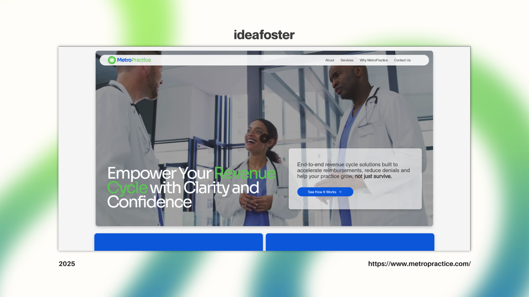 Metro Practice: We led a complete website redesign for Metro Practice to improve clarity, usability, and alignment with its professional healthcare positioning. The goal was to transform a dense, information-heavy site into a clear, structured, and credible digital experience that speaks directly to medical practices and decision-makers.